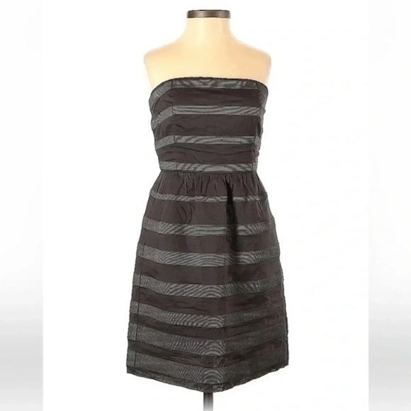 J. Crew Rugby Ginny Charcoal Grey Stripe Strapless Cocktail Dress Size 0 XXS XS - Picture 2 of 5